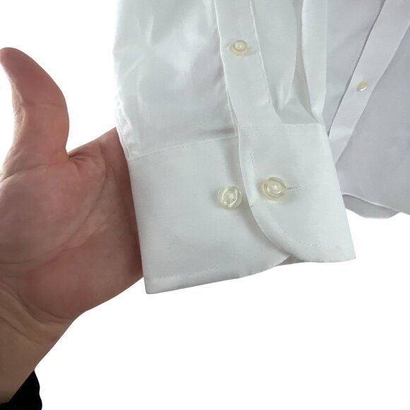 Chaps Men's White Coolmax Regular Fit Dress Shirt Size L Cotton Blend Classic - Picture 4 of 7